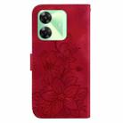 For Realme C61 / C63 / Note 60 Lily Embossed Leather Phone Case(Red) - 3