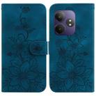 For Realme GT 6 / GT 6T / GT Neo6 Lily Embossed Leather Phone Case(Dark Blue) - 1