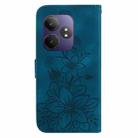 For Realme GT 6 / GT 6T / GT Neo6 Lily Embossed Leather Phone Case(Dark Blue) - 3