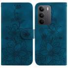 For Realme C75 Lily Embossed Leather Phone Case(Dark Blue) - 1