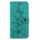 For Realme 13+ Global Lily Embossed Leather Phone Case(Green) - 3