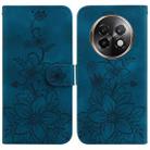 For Realme 13+ Global Lily Embossed Leather Phone Case(Dark Blue) - 1