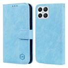 For Honor X8 4G Skin Feeling Oil Leather Texture PU + TPU Phone Case(Light Blue) - 1