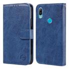 For Huawei Y6 2019 Skin Feeling Oil Leather Texture PU + TPU Phone Case(Dark Blue) - 1