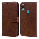 For Huawei Y6 2019 Skin Feeling Oil Leather Texture PU + TPU Phone Case(Brown) - 1