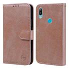 For Huawei Y6 2019 Skin Feeling Oil Leather Texture PU + TPU Phone Case(Champagne) - 1