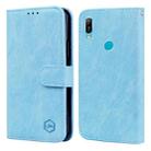 For Huawei Y6 2019 Skin Feeling Oil Leather Texture PU + TPU Phone Case(Light Blue) - 1