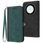 For Honor X40 Side Buckle Double Fold Hand Strap Leather Phone Case(Dark Green) - 1