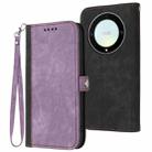 For Honor X40 Side Buckle Double Fold Hand Strap Leather Phone Case(Purple) - 1