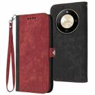 For Honor X50 Side Buckle Double Fold Hand Strap Leather Phone Case(Red) - 1