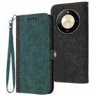 For Honor X50 Side Buckle Double Fold Hand Strap Leather Phone Case(Dark Green) - 1