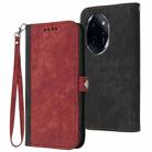 For Honor 100 Pro Side Buckle Double Fold Hand Strap Leather Phone Case(Red) - 1