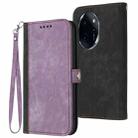 For Honor 100 Pro Side Buckle Double Fold Hand Strap Leather Phone Case(Purple) - 1