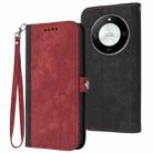 For Honor X50 / X9b Side Buckle Double Fold Hand Strap Leather Phone Case(Red) - 1