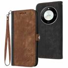 For Honor X50 / X9b Side Buckle Double Fold Hand Strap Leather Phone Case(Brown) - 1