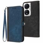 For Honor X7b Side Buckle Double Fold Hand Strap Leather Phone Case(Royal) - 1