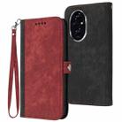 For Honor 200 Side Buckle Double Fold Hand Strap Leather Phone Case(Red) - 1