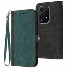 For Honor 200 Lite Global Side Buckle Double Fold Hand Strap Leather Phone Case(Dark Green) - 1