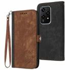 For Honor 200 Lite Global Side Buckle Double Fold Hand Strap Leather Phone Case(Brown) - 1