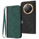 For Honor X9c Global Side Buckle Double Fold Hand Strap Leather Phone Case(Dark Green) - 1