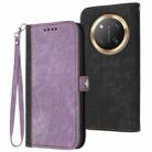 For Honor X9c Global Side Buckle Double Fold Hand Strap Leather Phone Case(Purple) - 1