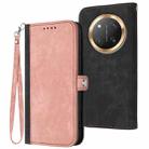 For Honor X9c Global Side Buckle Double Fold Hand Strap Leather Phone Case(Pink) - 1