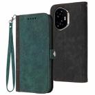 For Honor 300 Side Buckle Double Fold Hand Strap Leather Phone Case(Dark Green) - 1