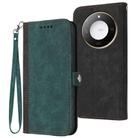 For Honor X60 / X9c Smart Side Buckle Double Fold Hand Strap Leather Phone Case(Dark Green) - 1