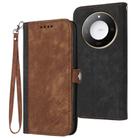 For Honor X60 / X9c Smart Side Buckle Double Fold Hand Strap Leather Phone Case(Brown) - 1