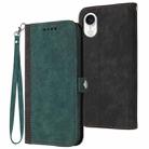 For iPhone SE 2024 Side Buckle Double Fold Hand Strap Leather Phone Case(Dark Green) - 1