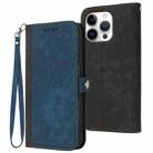 For iPhone 16 Pro Max Side Buckle Double Fold Hand Strap Leather Phone Case(Royal) - 1