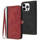 For iPhone 16 Pro Max Side Buckle Double Fold Hand Strap Leather Phone Case(Red) - 1