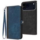 For iPhone 17 Pro Max Side Buckle Double Fold Hand Strap Leather Phone Case(Royal) - 1