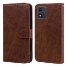 For Motorola Moto E13 Skin Feeling Oil Leather Texture PU + TPU Phone Case(Brown) - 1