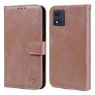 For Motorola Moto E13 Skin Feeling Oil Leather Texture PU + TPU Phone Case(Champagne) - 1