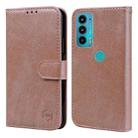 For Motorola Moto E20 / E30 / E40 Skin Feeling Oil Leather Texture PU + TPU Phone Case(Champagne) - 1