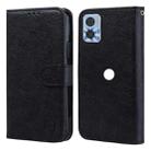 For Motorola Moto E22 / E22i Skin Feeling Oil Leather Texture PU + TPU Phone Case(Black) - 1