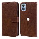 For Motorola Moto E22 / E22i Skin Feeling Oil Leather Texture PU + TPU Phone Case(Brown) - 1