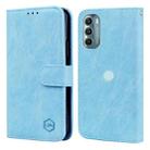 For Motorola Moto G Stylus 5G 2022 Skin Feeling Oil Leather Texture PU + TPU Phone Case(Light Blue) - 1