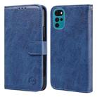 For Motorola Moto G22 Skin Feeling Oil Leather Texture PU + TPU Phone Case(Dark Blue) - 1