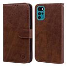 For Motorola Moto G22 Skin Feeling Oil Leather Texture PU + TPU Phone Case(Brown) - 1
