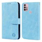 For Motorola Moto G30 / G10 / G20 Skin Feeling Oil Leather Texture PU + TPU Phone Case(Light Blue) - 1