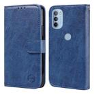 For Motorola Moto G31 / G41 Skin Feeling Oil Leather Texture PU + TPU Phone Case(Dark Blue) - 1