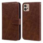 For Motorola Moto G32 Skin Feeling Oil Leather Texture PU + TPU Phone Case(Brown) - 1