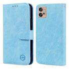 For Motorola Moto G32 Skin Feeling Oil Leather Texture PU + TPU Phone Case(Light Blue) - 1