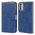 For Motorola Moto G42 Skin Feeling Oil Leather Texture PU + TPU Phone Case(Dark Blue) - 1