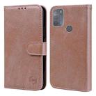 For Motorola Moto G50 Skin Feeling Oil Leather Texture PU + TPU Phone Case(Champagne) - 1