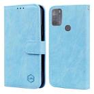 For Motorola Moto G50 Skin Feeling Oil Leather Texture PU + TPU Phone Case(Light Blue) - 1