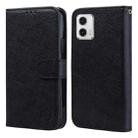 For Motorola Moto G73 Skin Feeling Oil Leather Texture PU + TPU Phone Case(Black) - 1