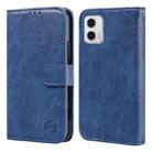 For Motorola Moto G73 Skin Feeling Oil Leather Texture PU + TPU Phone Case(Dark Blue) - 1